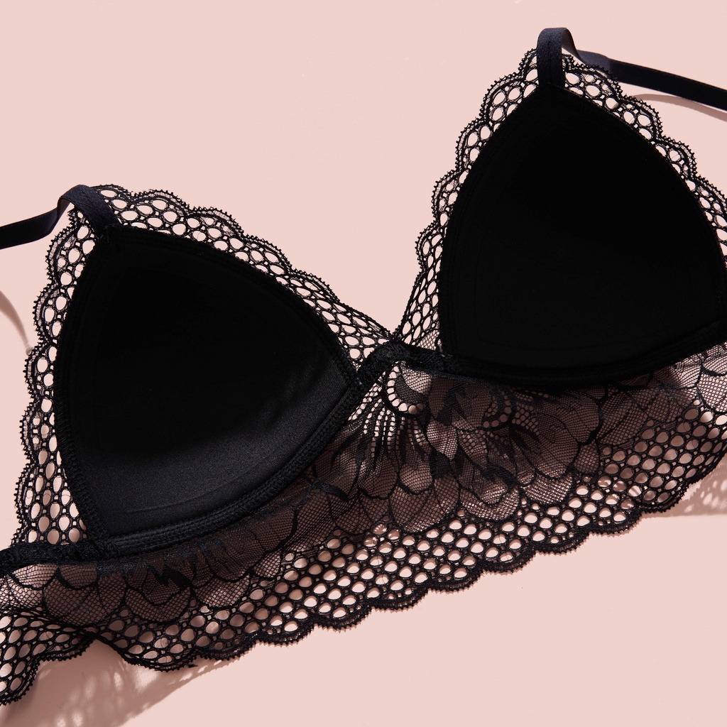 Áo bra ren corset chân ren hoa mút mỏng không gọng thoải mái cao cấp mặc cùng bra blazer gợi cảm Mebra A025