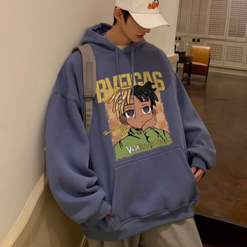 Áo Hoodie Nhung Tay Dài In Hình Phong Cách Hip Hop Thời Trang Mùa Thu Cho Nam