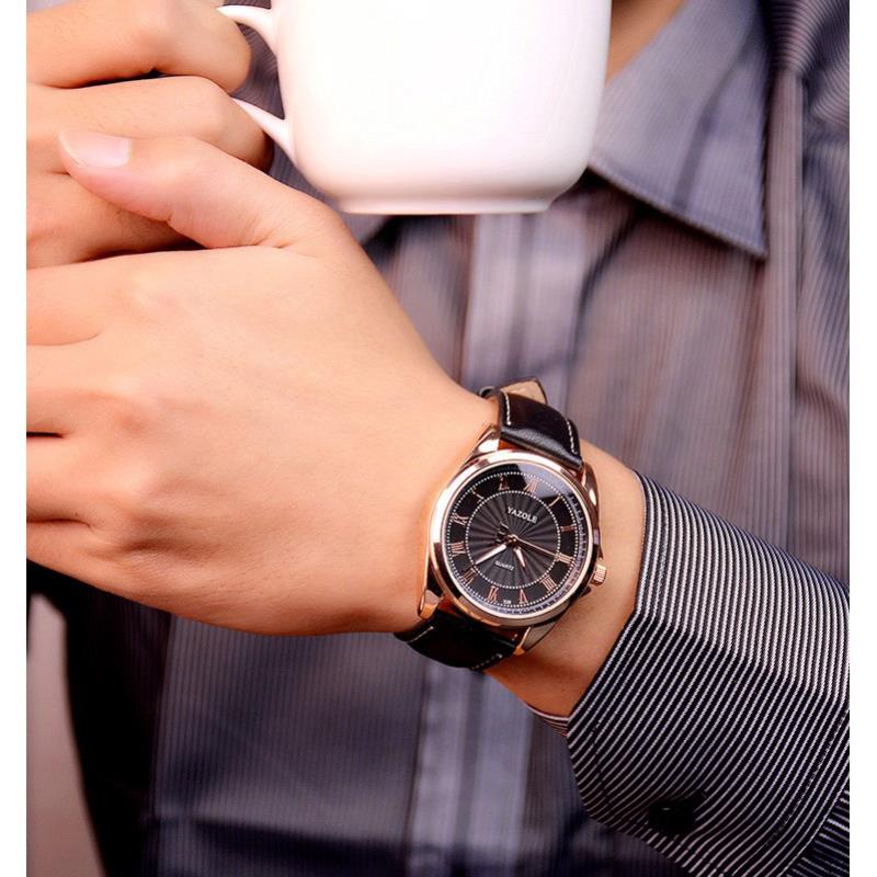 Đồng hồ nam Yazole 336 dây da thời trang cực chất (Vỏ bạc) . | BigBuy360 - bigbuy360.vn