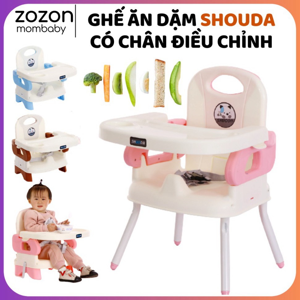 Ghế ăn dặm cho bé Shouda hình gấu 2 nấc chân điều chỉnh, ăn dặm kiểu nhật và BLW, cho bé từ 6 tháng chính hãng Zozon "