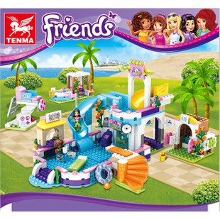 Lắp ráp lego Friends bé gái tm 3011a 3010 : bể bơi mùa hè