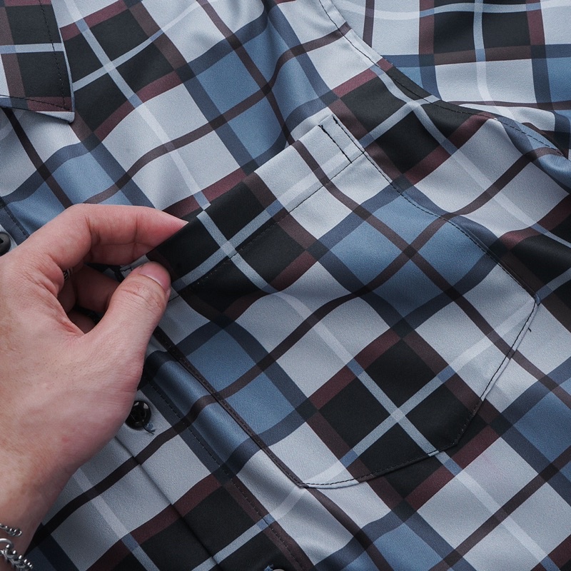 Áo sơ mi nam caro có túi tay ngắn Bigsize < 130kg