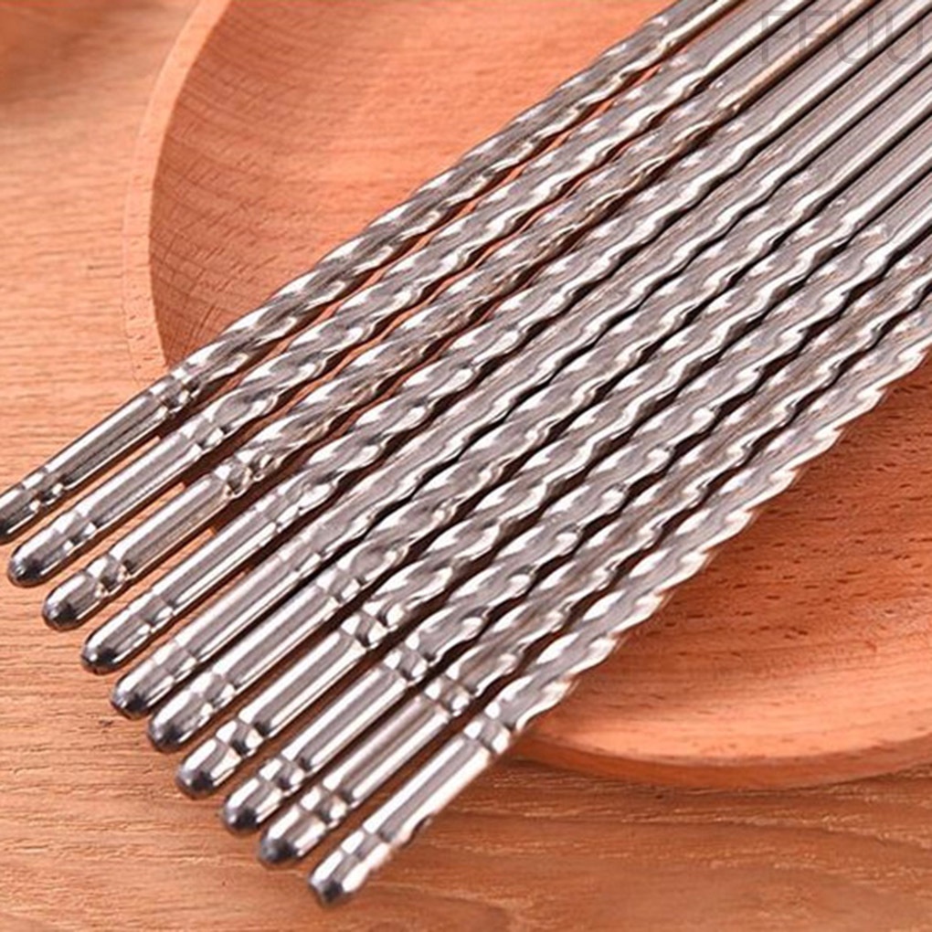 Đũa Ăn Bằng Thép Không Gỉ Chống Trượt Có Thể Tái Sử Dụng Tiện Lợi 86