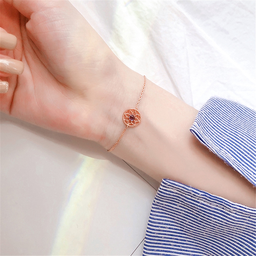 Vòng Tay Kim Loại Mặt Hình Hoa Hướng Dương Dễ Thương Cho Nữ