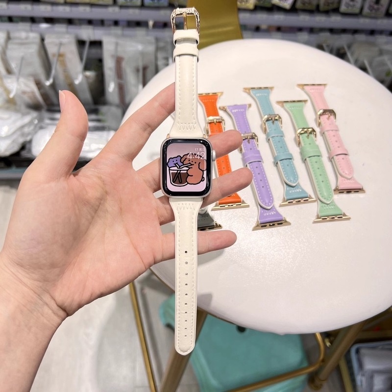 Dây đeo da cho đồng hồ thông minh Apple Watch series 7 6 SE 5 4 3 41 45 42 38 40 MM 44