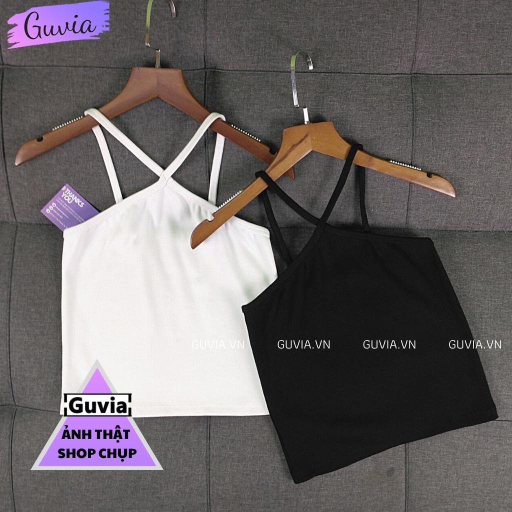 Áo Croptop kiểu YẾM 2 DÂY CHÉO MẢNH Nữ Thun Gân, Áo Dây Đắp Chéo Cổ kiểu YẾM GUVIA
