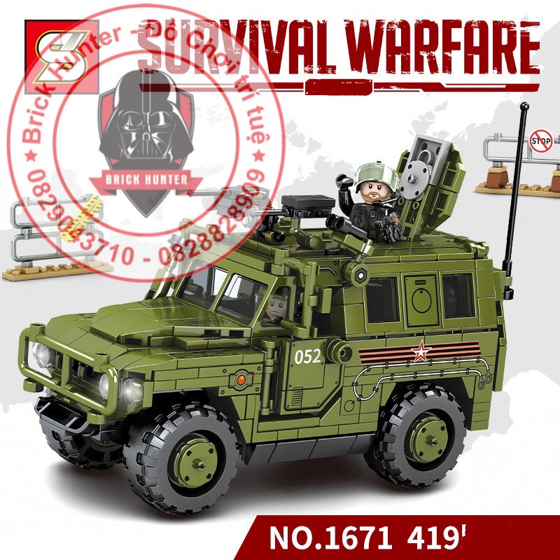 Army SY 1671 Bộ lắp ráp mô hình Xe thiết giáp bộ binh SPM-2 Tiger của đặc nhiệm Nga