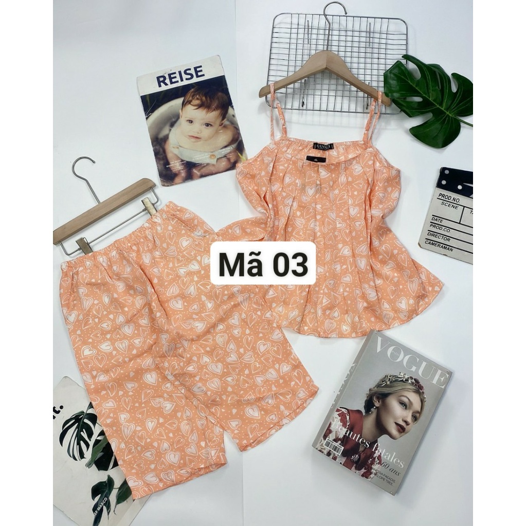 Bộ ngủ lửng nữ, đồ bộ mặc nhà nữ chất lụa mango 2 dây loại đẹp mềm mịm mặc siêu mát