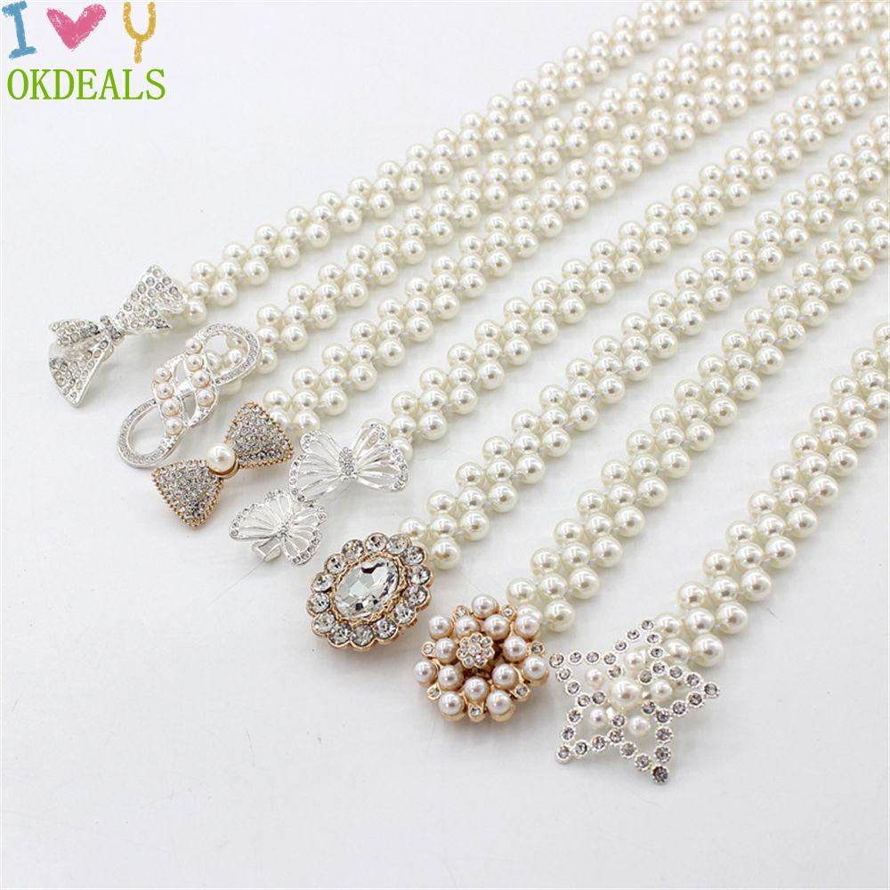 Dây đeo thắt lưng đính ngọc trai nhân tạo trang trí quần áo cho cô dâu