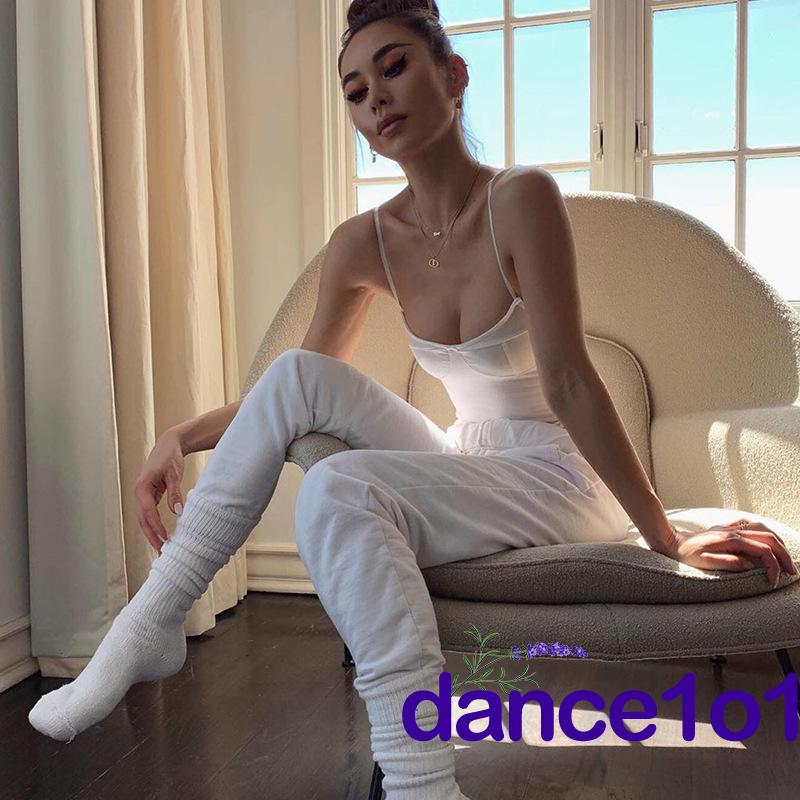 Áo liền quần hai dây màu trắng trơn cắt xẻ thấp quyến rũ thời trang dành cho nữ