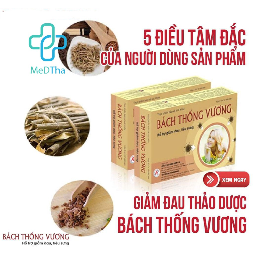 Bách Thống Vương - Hỗ trợ Giảm Đau Đầu, Giảm Sưng Đau Xương Khớp, Đau Bụng Kinh (Hộp 30 viên) [Chính Hãng]