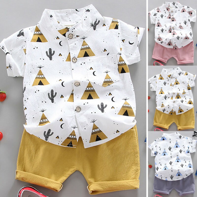 Set áo sơ mi và quần short cho bé trai