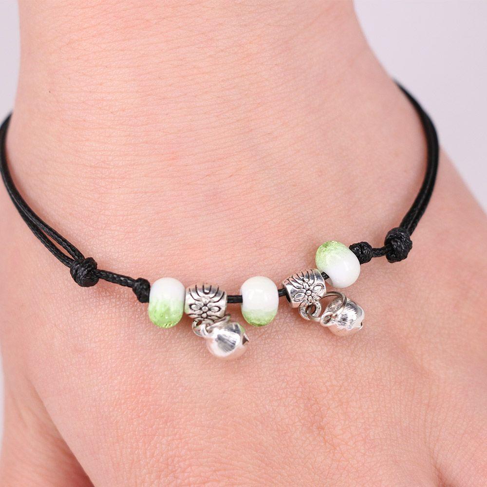 QQMALL Lắc Chân Xâu Hạt Gốm Phong Cách Vintage