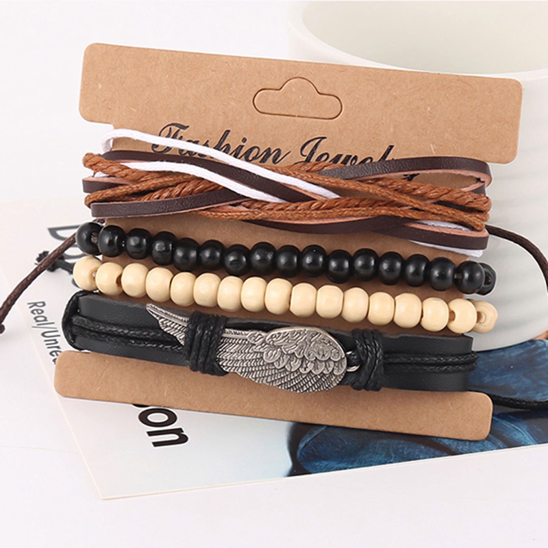 Vòng Tay Da Nhiều Sợi Phong Cách Vintage Cho Nam