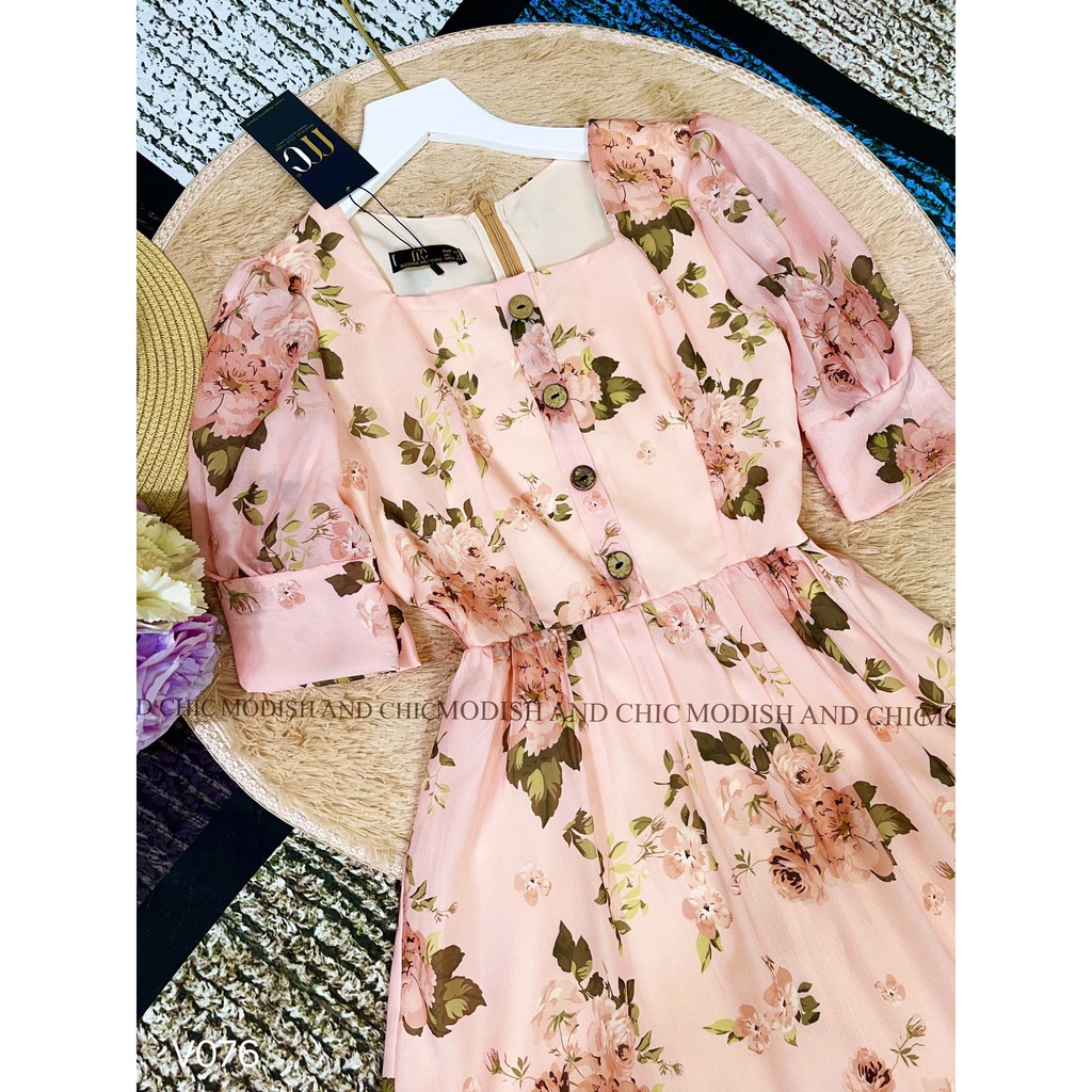 Váy hồng cam cúc ngực V076  - Modish and Chic phân phối chính thức (Kèm ảnh thật trải sàn do shop tự chụp) | BigBuy360 - bigbuy360.vn