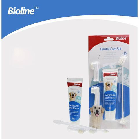 Bộ kem và bàn chải vệ sinh răng miệng chó Bioline