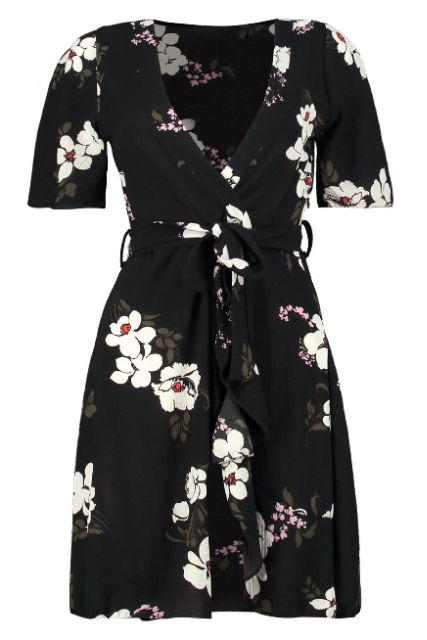 Váy vạt chéo in hoa trà hãng Boohoo hàng Authentic