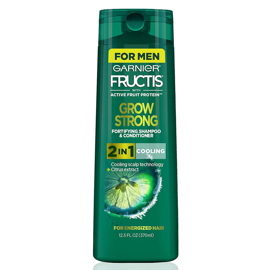 Dầu gội &amp; xả cho nam giúp tóc khỏe Garnier Hair Care Fructis Men's Grow Strong Cooling 2N1 370ml (Mỹ)