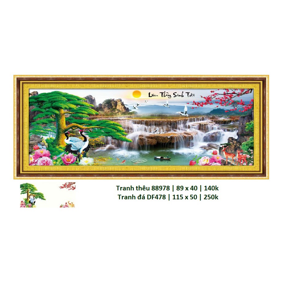 Tranh thêu chữ thập phong cảnh (KT: 89 x 40 cm)