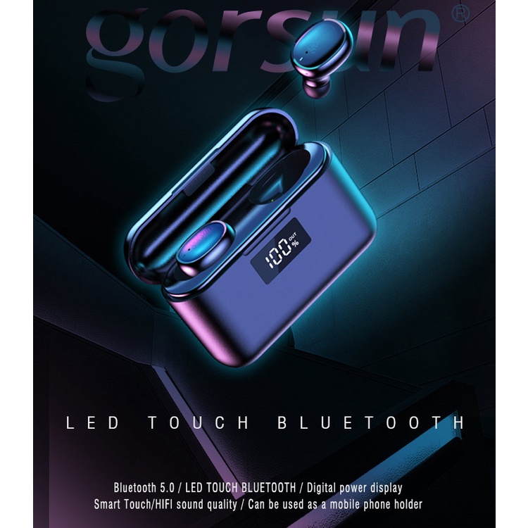 Tai Nghe Không Dây GORSUN V8S Bluetooth TWS 5.0 In-Ear Âm Thanh Nổi Cảm Ứng Vân Tay Hộp Sạc 1800mAh Bảo Hành Hành 12Th