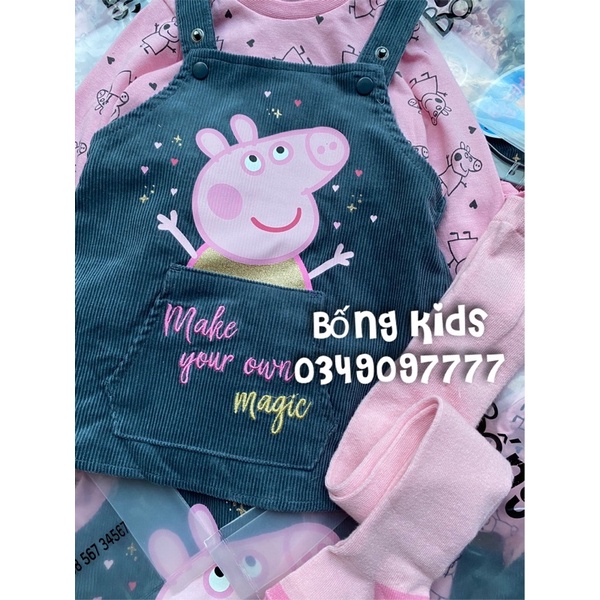 Set Yếm Váy Bé Gái Heo Peppa Nhung PR