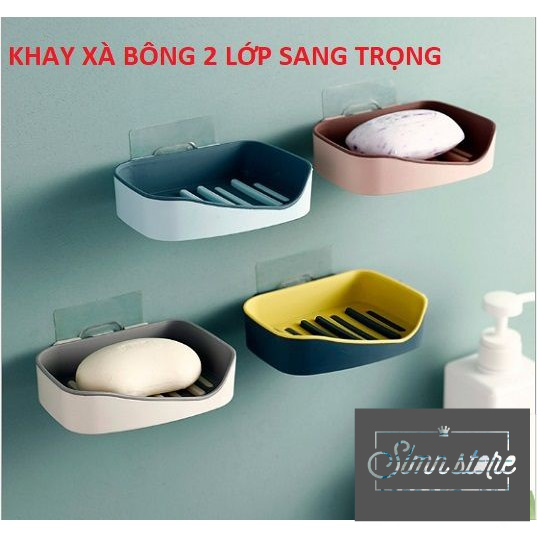 Khay để xà bông, hộp đựng xà phòng 2 Lớp sang trọng không lo bị đọng nước trong khay(màu ngẫu nhiên). Slmn_KXaBong-2Lop