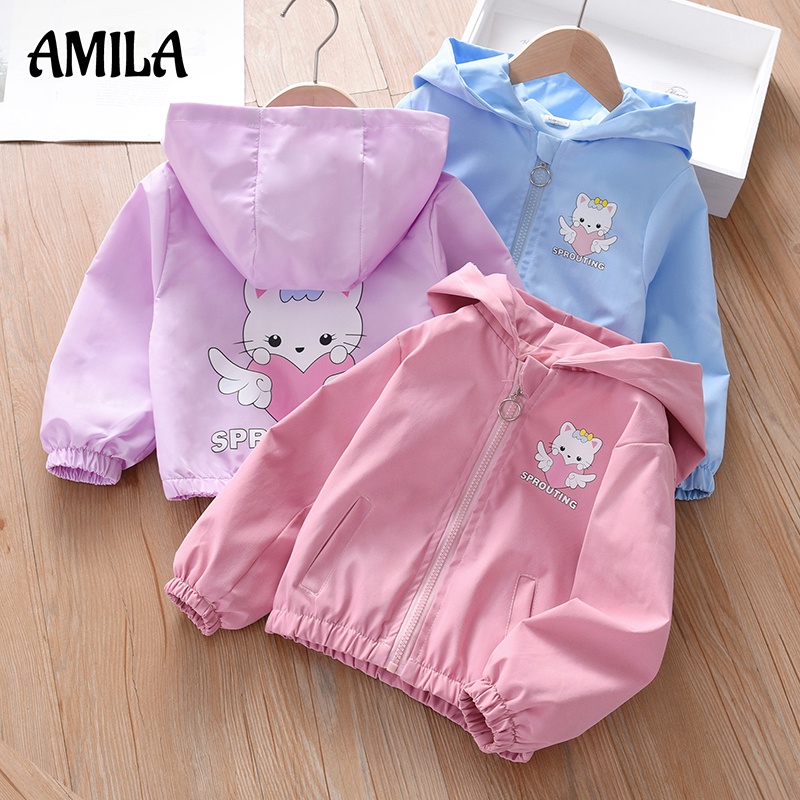 AMILA Áo khoác cho bé gái Áo khoác trẻ em Candy Jacket Thời trang ấm cúng Áo khoác trẻ em chống gió Áo khoác ấm áp