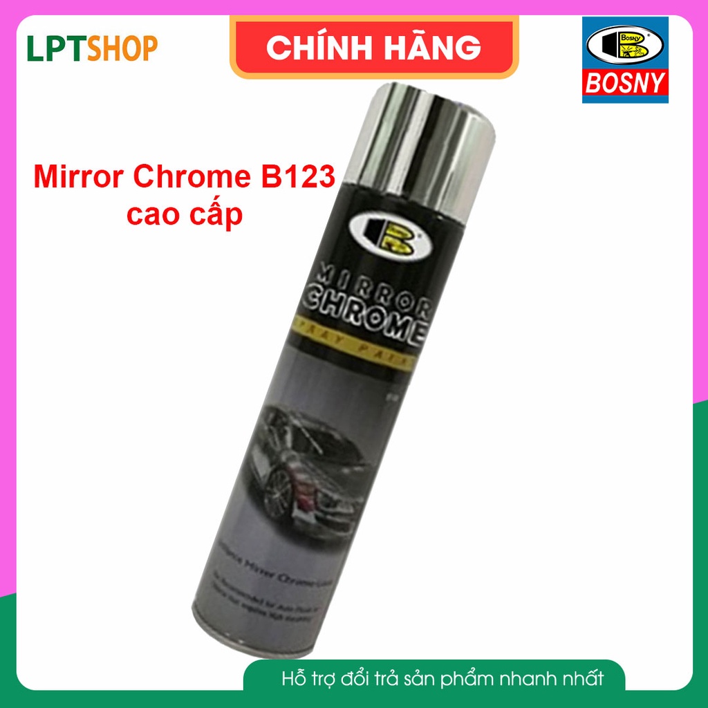 Sơn xịt mạ inox Mirror Chrome B123 hiệu Bosny - Nhập khẩu Thái Lan