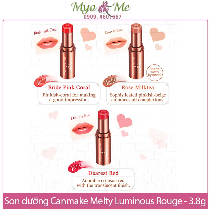 Son dưỡng môi có màu Canmake Melty Luminous Rouge Nhật Bản - 3.8g