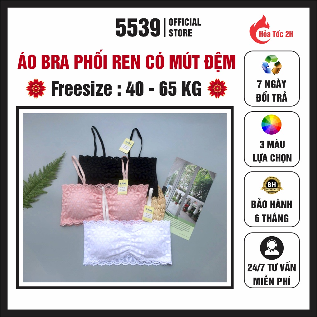 Áo bra nữ ren 2 dây mút vừa nâng ngực Saki ren phối hoa thể thao nữ tính thích hợp mọi lứa tuổi - Shop 5539