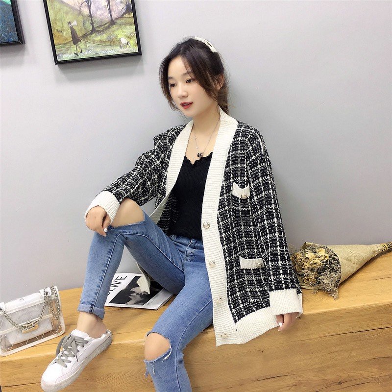 Áo khoác len cardigan hạt gạo kẻ hàng Quảng Châu cao cấp loại 1 đẹp (có ảnh + video thật) Zinstore94 | BigBuy360 - bigbuy360.vn