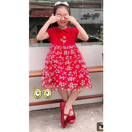 Giày Bệt Đỏ Bé Gái Nơ Quai Ngang Hm Dư Xịn Size Đại