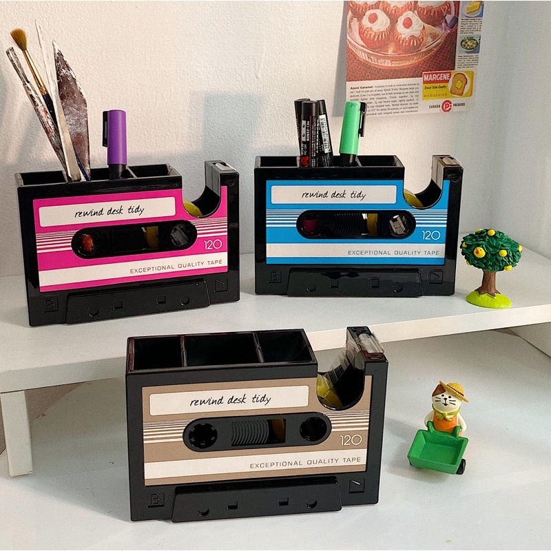 Ống đựng bút để bàn hình băng cassette vintage