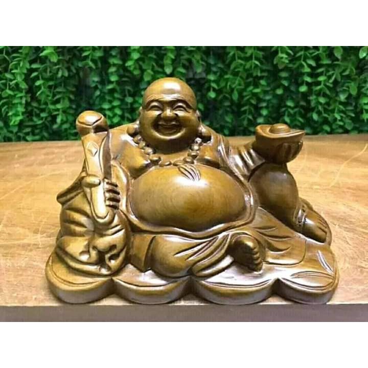 Tượng Phật Di Lặc Gỗ Bách Xanh Để Trên OTO Bàn Làm Việc