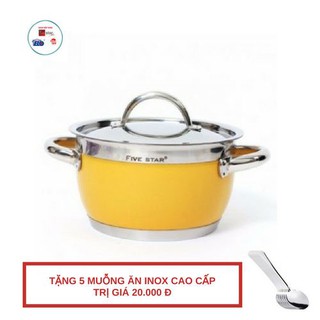 Nồi FiveStar màu xám inox 3 đáy 20cm tặng 5 muỗng ăn inox