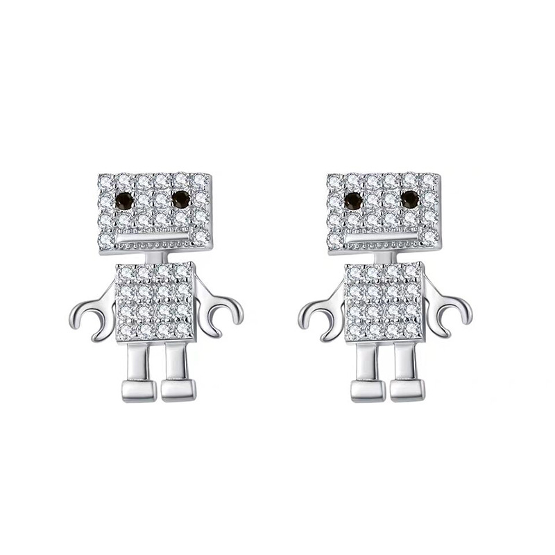 Bông Tai Hình Robot Đính Đá Đơn Giản Phong Cách Hàn Quốc 22833