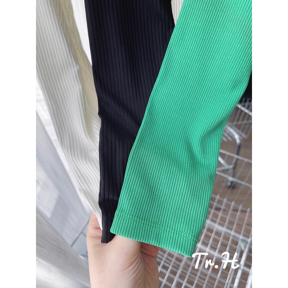 Áo len mỏng, áo thun tăm dài tay cổ vuông dáng ôm sexxy siêu co dãn MAIANHSHOP