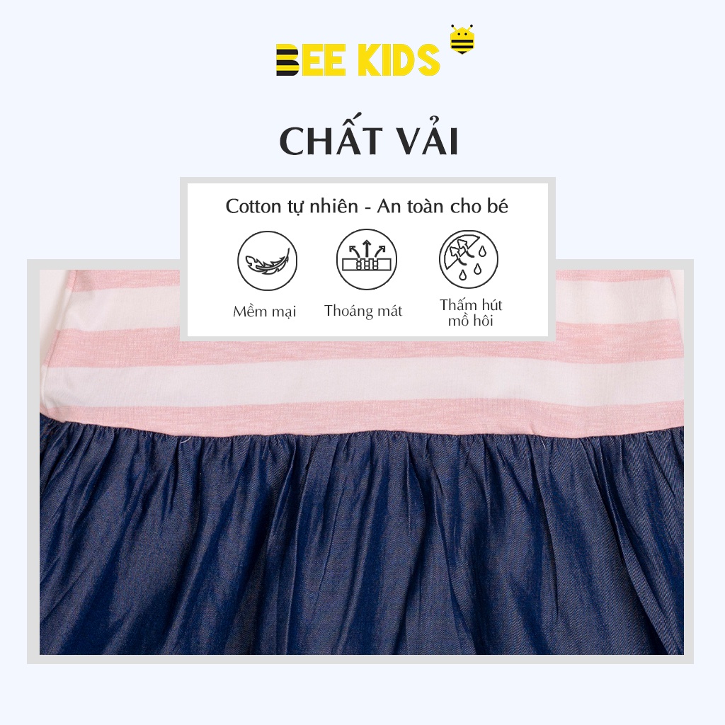 Váy Bé Gái Giả Yếm (2-6 Tuổi) Bee Kids Dáng Xòe Vải Thun Phối Jeans Lụa Cotton Cao Cấp - 1DT01687CT
