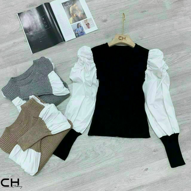 ÁO KIỂU BO GÂN PHỐI TAY VOAN CÁCH ĐIỆU VKV28920