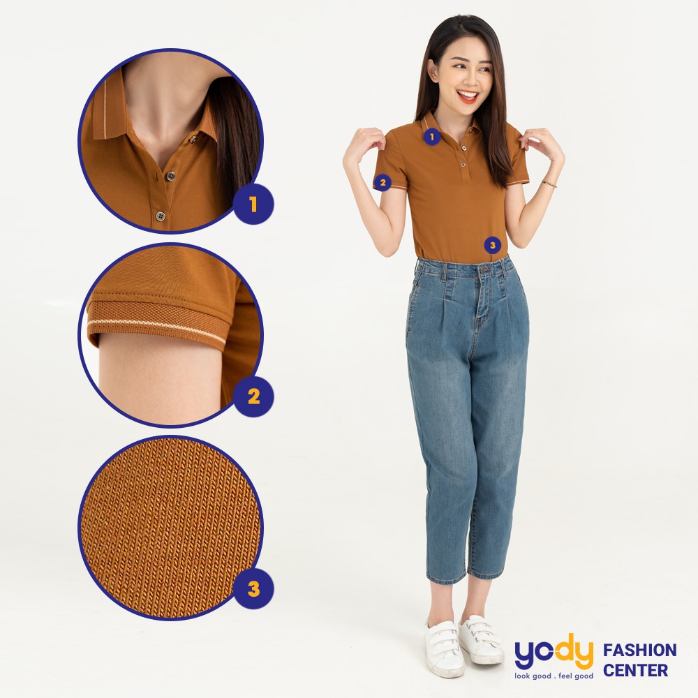 Áo thun polo nữ YODY áo phông pima cao cấp cổ bẻ mềm mại, kháng khuẩn APN3010 | BigBuy360 - bigbuy360.vn
