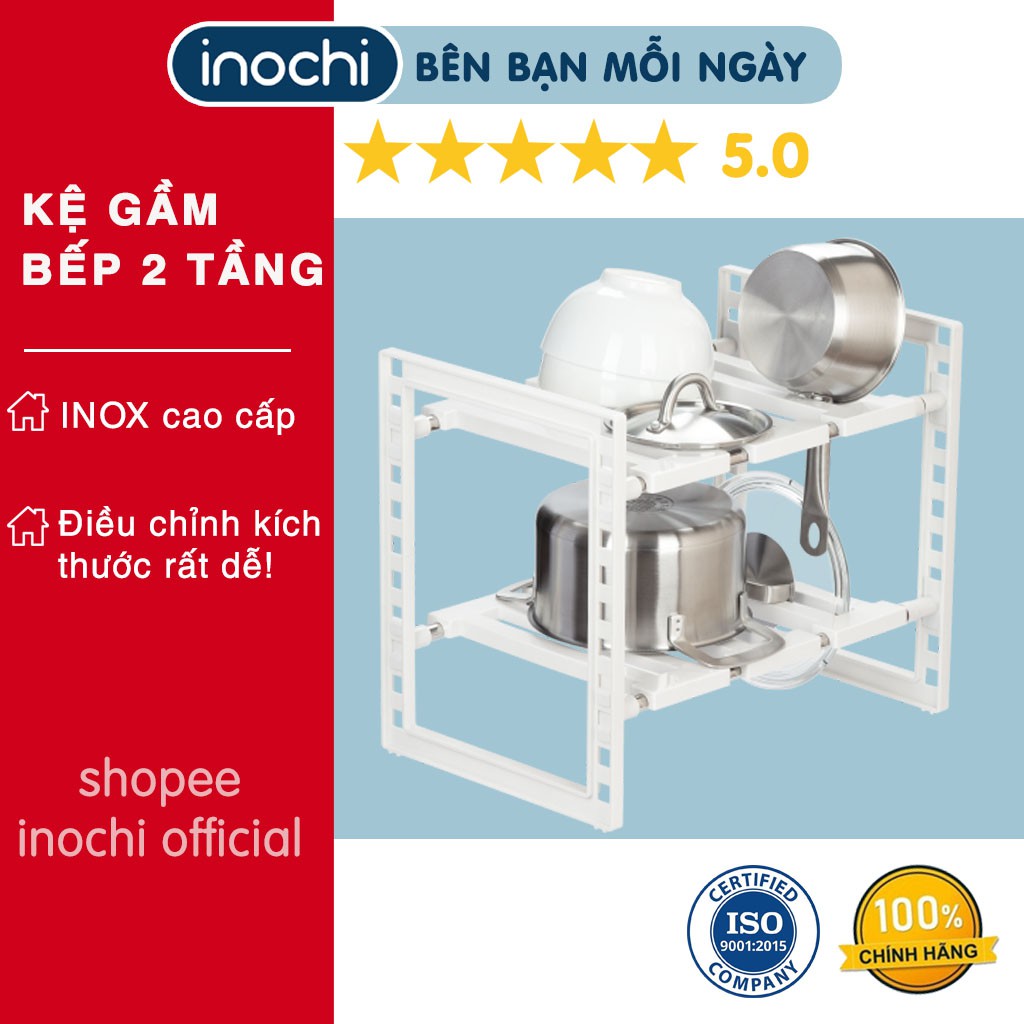 Kệ gầm bếp Inochi tiện dụng nhựa nguyên sinh inox dễ dàng tháo lắp nhà bếp thêm gọn