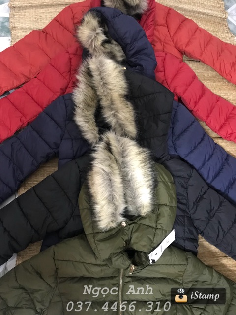 Áo phao Bershka mũ lông