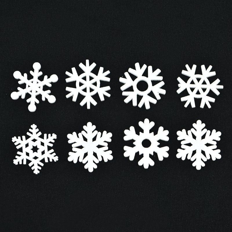 Bộ 50 miếng gỗ hình bông tuyết trang trí cây thông Giáng Sinh độc đáo sinh động