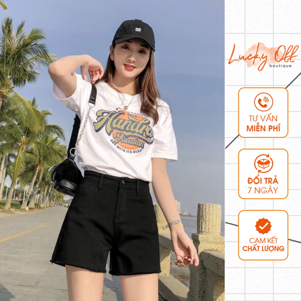 Quần Short Jean Cạp Cao Tua Rua Trẻ Trung Năng Động - LK035