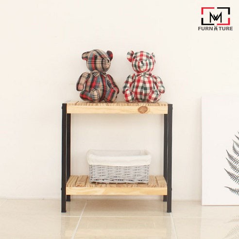 Kệ gỗ trang trí đa năng 2 tầng chân sắt tĩnh điện size 50 cm thương hiệu MW FURNITURE - Nội thất trang trí