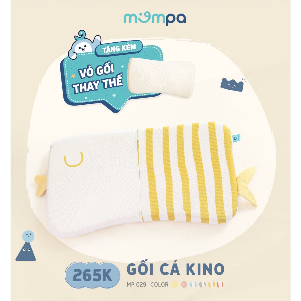 Gối sơ sinh MOMPA ruột gối memory foam tặng 1 vỏ gối chống bẹt đầu đỡ xương vùng cổ êm ái 029