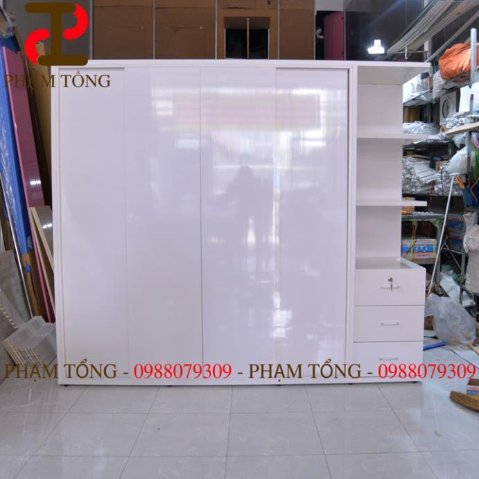 Tủ quần áo 4 cánh lùa kèm kệ trang trí  Miễn phí giao hàng