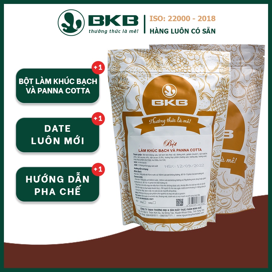 Bột làm khúc bạch và panna cotta hiệu BKB gói 500gr làm topping đồ uống đơn giản, nhanh chóng, dễ sử dụng
