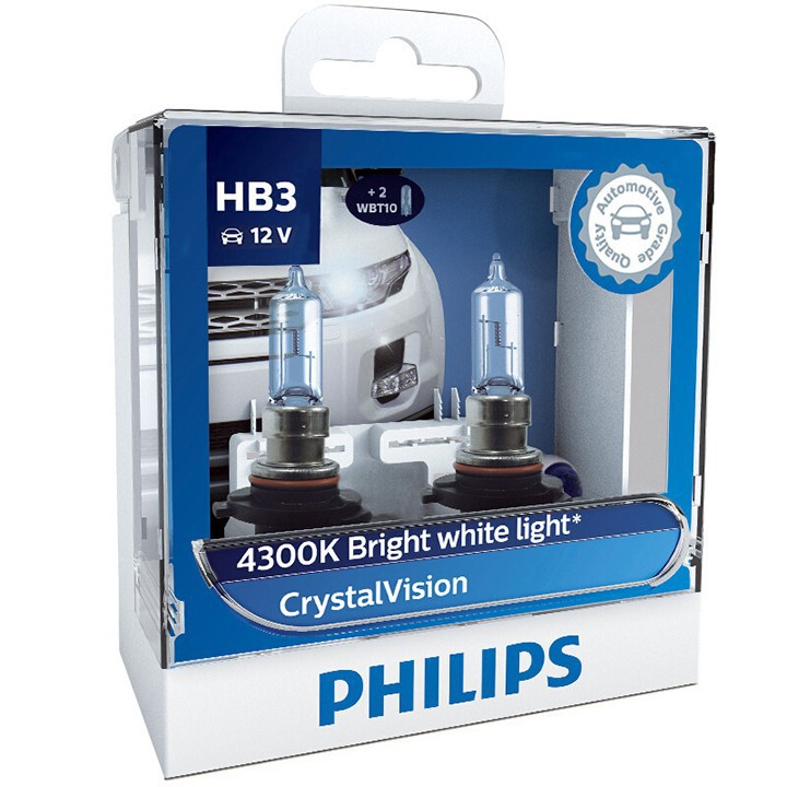 Bóng Đèn Pha Halogen Philips H4 H1 H7 HB3 HB4 CrystalVision 4300K