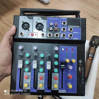 Mixer F4 (BT201-AUDIO) - Bộ trộn âm thanh Mixer yamaha Chuyên Karaoke,Livestream,Thu Âm Cao Cấp kèm 2 mic -BH 1 năm